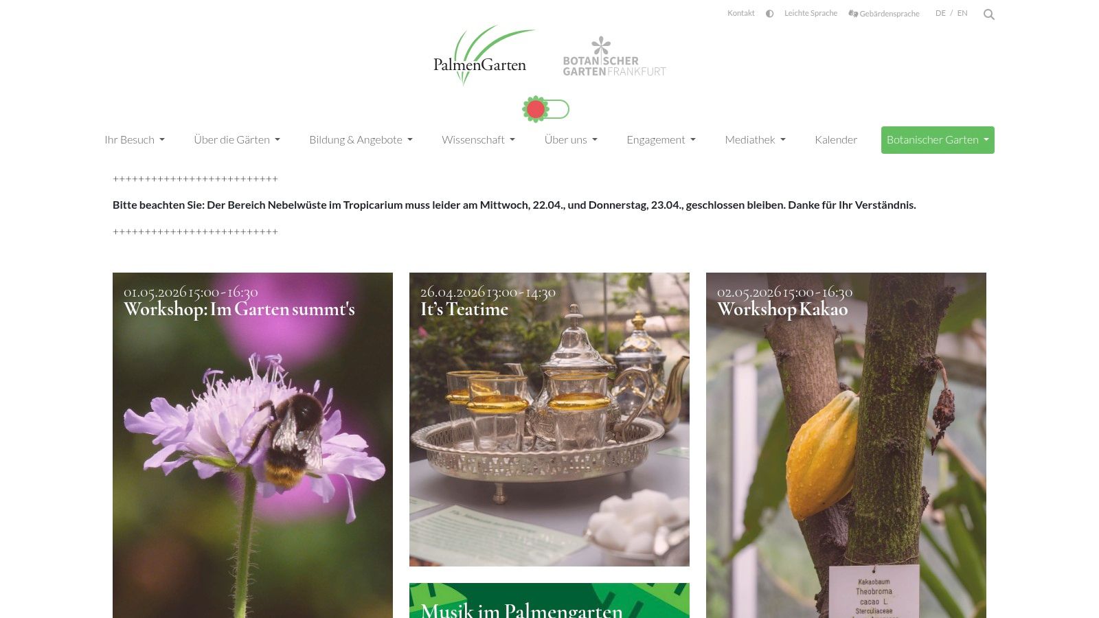 Palmengarten Frankfurt – Spaziergang am Abend